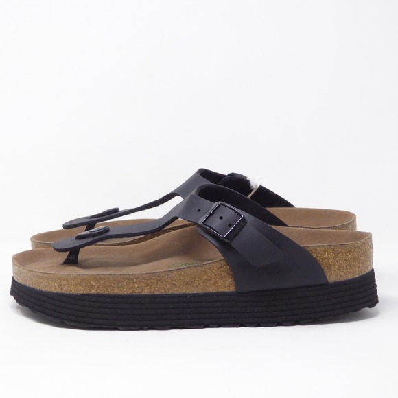 Papillio Birkenstock Womens Gizeh Platform Sandal Black Vegan Size 39EU / 8US - Picture 4 of 8